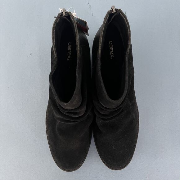 NWT Aetrex Kara Black Ankle Wedge Suede Weatherproof Boots - Picture 7 of 10